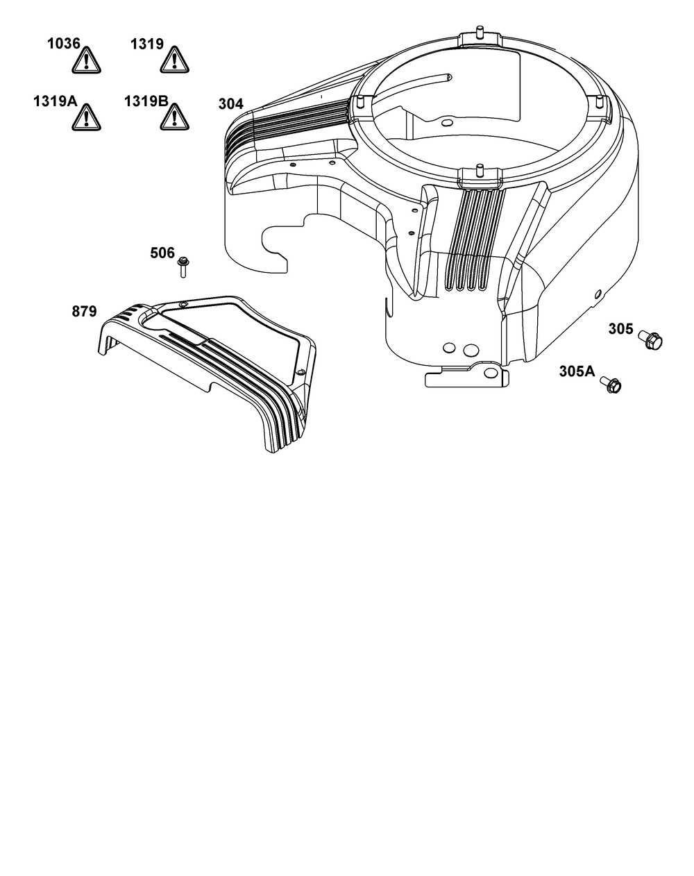 Blower Housing Group Diagram and Parts List for 385777-0352-B5 200000 - 399999 Briggs and Stratton Engine